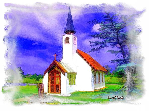 DO-00259 Church in Grindelwald Swiss Village Digital Art